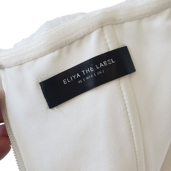 Eliya the Label White Ruched Ruffle Strap Vanuatu Midi Dress Bride Bachelorette - Picture 12 of 15